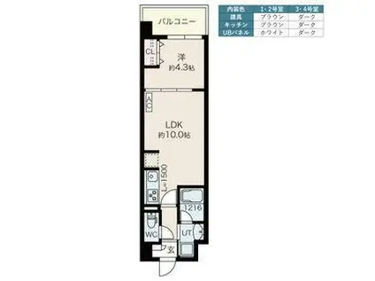 ルーエ桜川(1LDK/8階)の間取り写真