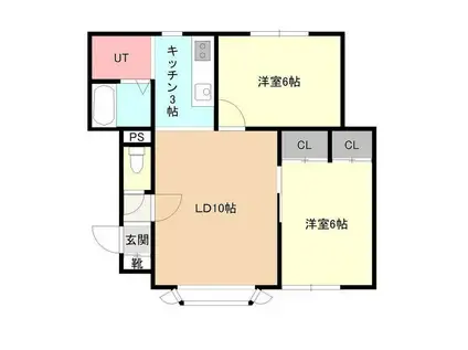 地下鉄東西線 白石駅(札幌市営) 徒歩8分 2階建 築18年(2LDK/1階)の間取り写真