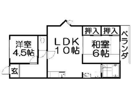 シャルム香里(2LDK/2階)の間取り写真