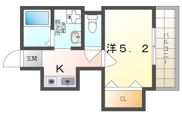 第5高橋ハイツ(1K/2階)の間取り写真