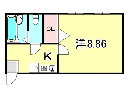 ハウス梅ヶ香(1K/2階)の間取り写真