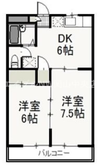ディアトレス下中野(2DK/3階)の間取り写真