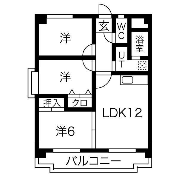 カサフェリスIII(3LDK/3階)の間取り写真