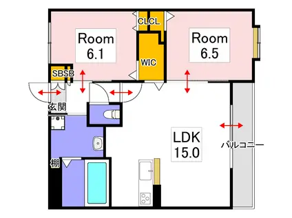 ベンビレッジ平田西公園(2LDK/2階)の間取り写真