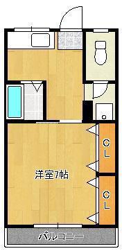 ピエドラブランカ仙水(1K/4階)の間取り写真