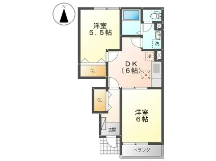 サニーフォレストIII(2DK/1階)の間取り写真