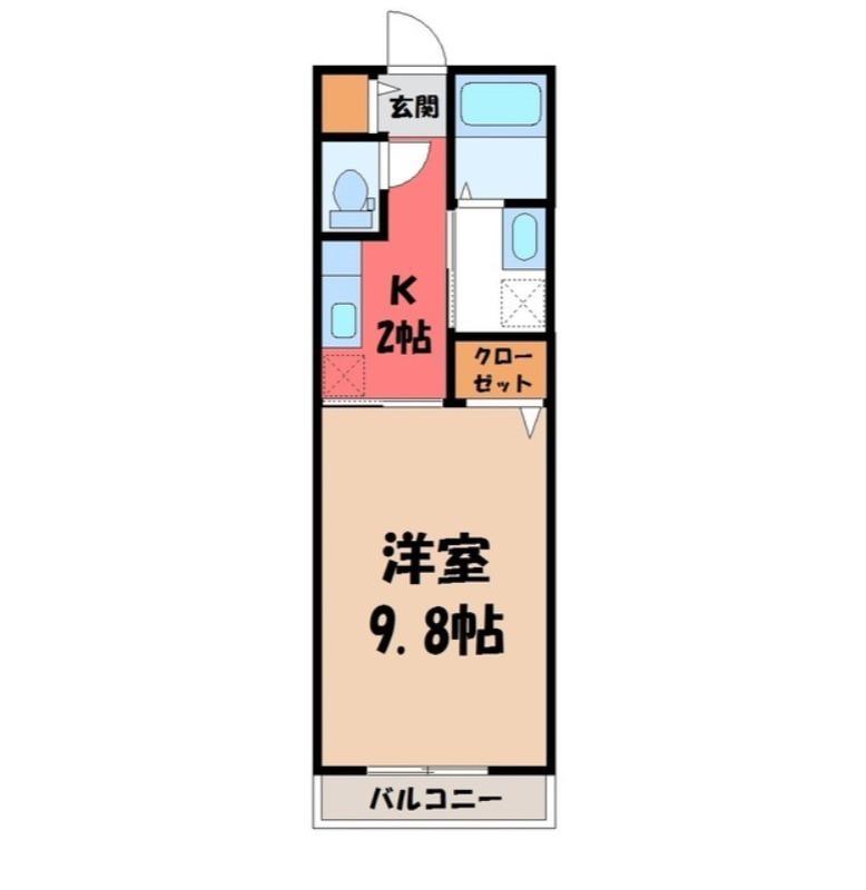 マンションあかやま(1K/2階)の間取り写真