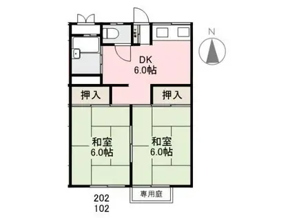 グリーンパーク屋島(2DK/2階)の間取り写真