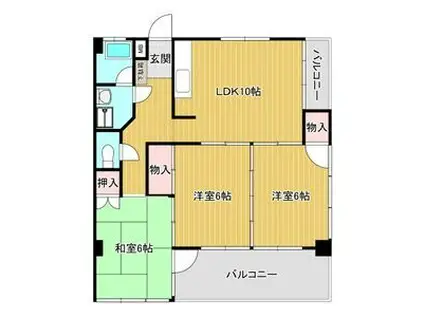 栄コーポラス(3LDK/4階)の間取り写真