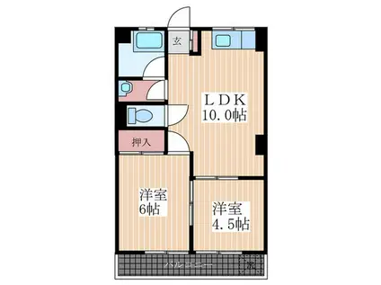 高木第2ビル(2LDK/4階)の間取り写真