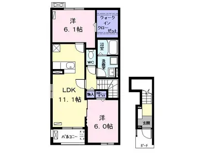 アシエボルシュクセI(2LDK/2階)の間取り写真