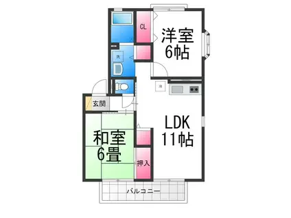 セジュール鳳弐番館(2LDK/2階)の間取り写真