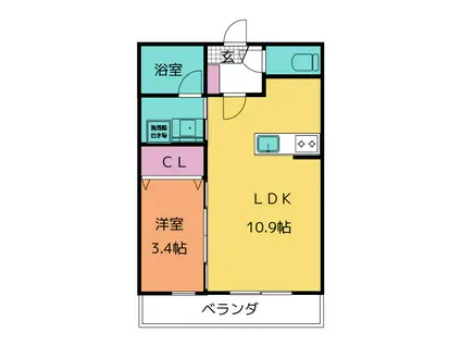 LA MIA CASA STAGEII(1LDK/1階)の間取り写真