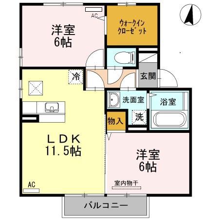 リザイアII(2LDK/1階)の間取り写真