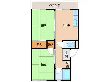 第2矢田マンション(2DK/2階)の間取り写真