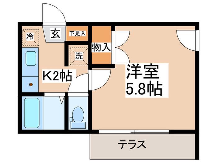 フラットKS桜上水(1K/1階)の間取り写真