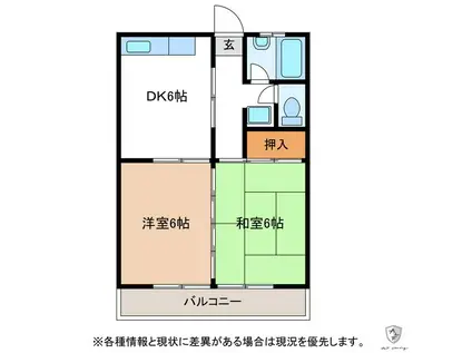 LOTUS(2DK/2階)の間取り写真