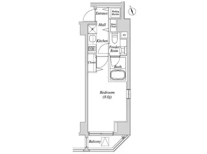 カーサスプレンディッド虎ノ門(1K/13階)の間取り写真