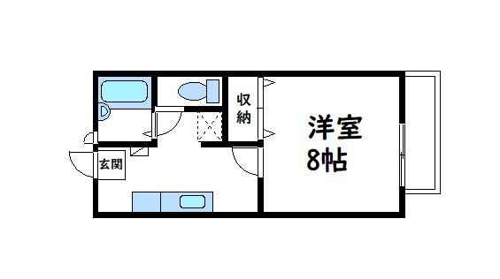 ビーライン川南 A(1K/2階)の間取り写真
