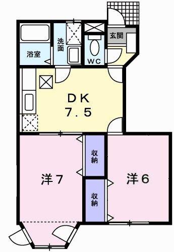 ノルテラグーナ(2DK/1階)の間取り写真