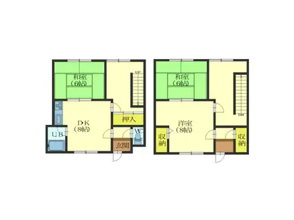 赤川1丁目6番一棟二戸(3DK/1階)の間取り写真