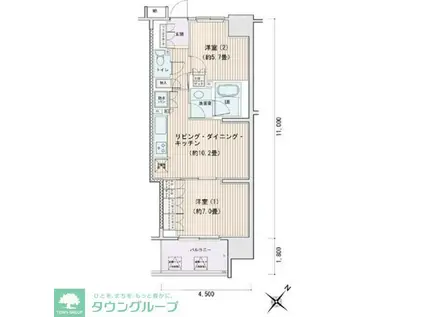 エスティメゾン豊洲レジデンスC棟(2LDK/9階)の間取り写真