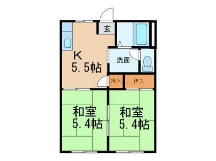 フォーブル加納(2K/1階)の間取り写真