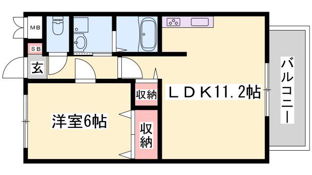 イーグレットハウス(1LDK/2階)の間取り写真