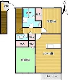 ミレニアム・サンE棟(2LDK/2階)の間取り写真