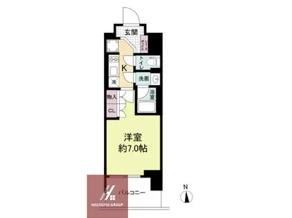 ルネフラッツ谷町四丁目(1K/2階)の間取り写真