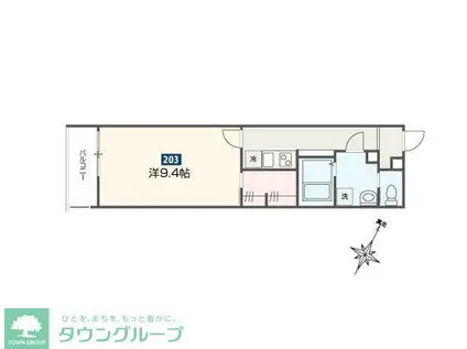 MELDIA福生III(1K/2階)の間取り写真