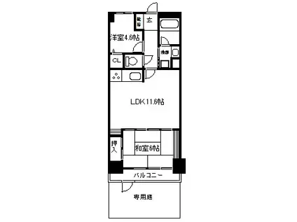 グランピア女池(2LDK/1階)の間取り写真