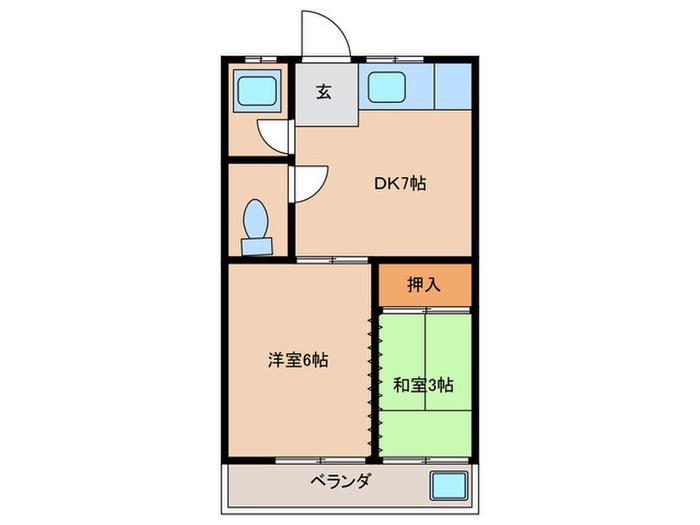 第1マンション龍(2DK/2階)の間取り写真