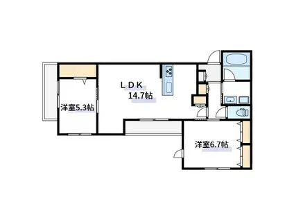  南小岩5丁目メゾン(2LDK/3階)の間取り写真