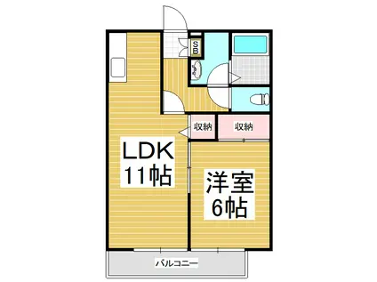 フォレストアオキ(1LDK/2階)の間取り写真