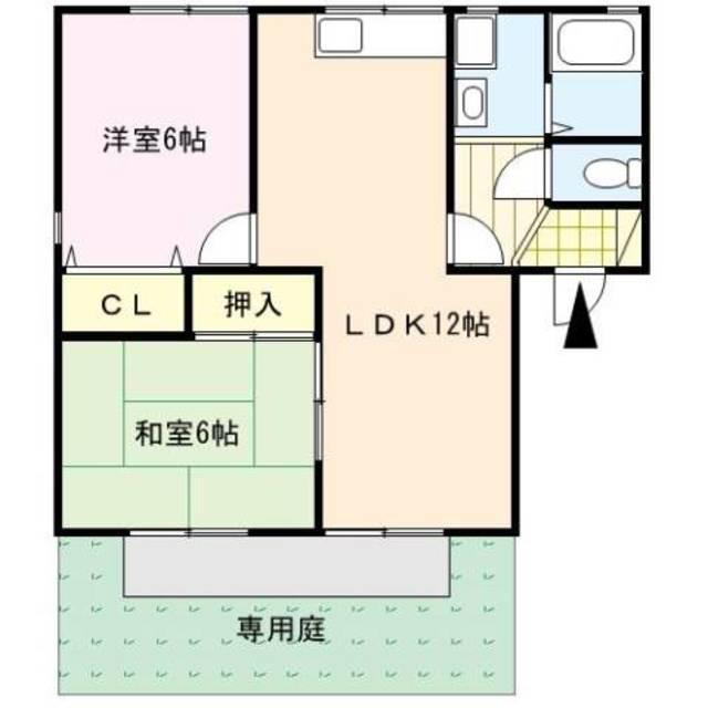 アーバンライフ津福(2LDK/1階)の間取り写真