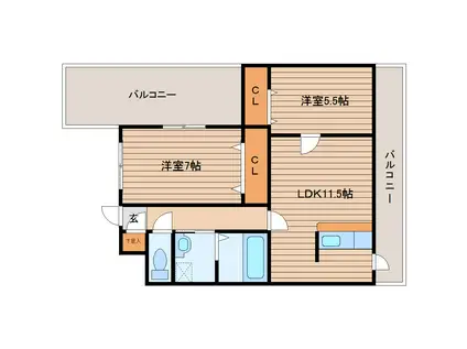 パルティール中山(2LDK/3階)の間取り写真