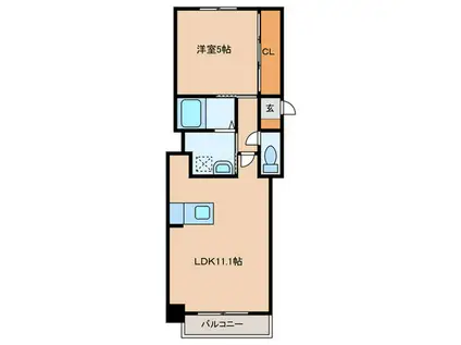 グランドスカイ上之園(1LDK/2階)の間取り写真