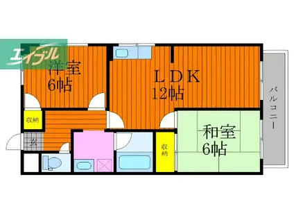 グランデュール東古松(2LDK/6階)の間取り写真