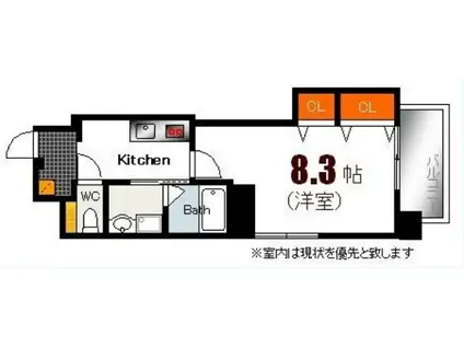 BOND BLD.III(1K/4階)の間取り写真
