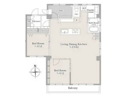 離宮ハイム(2LDK/6階)の間取り写真