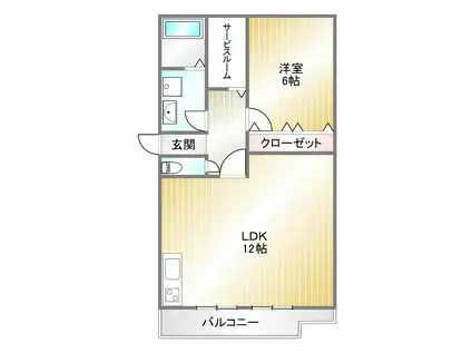 ユメノサニーハイツ(1LDK/1階)の間取り写真
