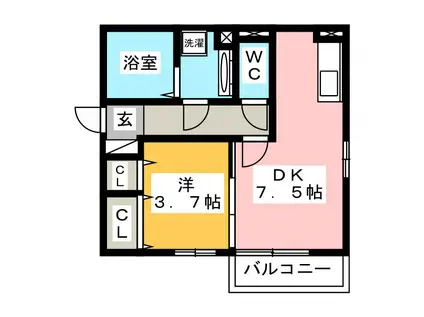 よろづや5 B(1DK/1階)の間取り写真