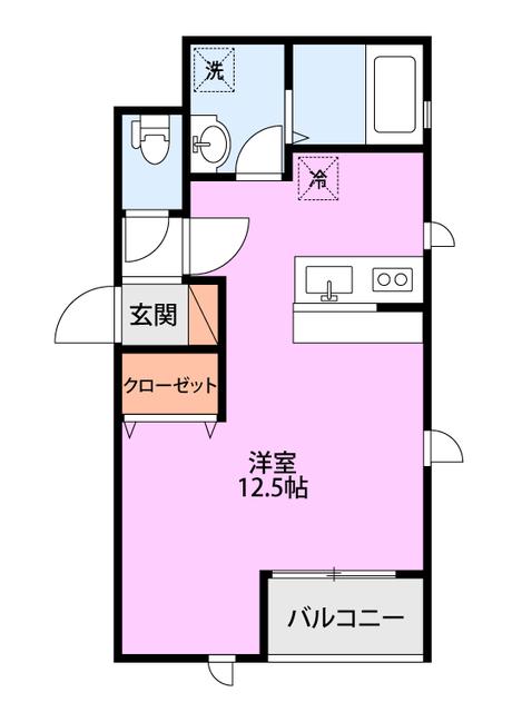 COMMON中木戸(ワンルーム/1階)の間取り写真