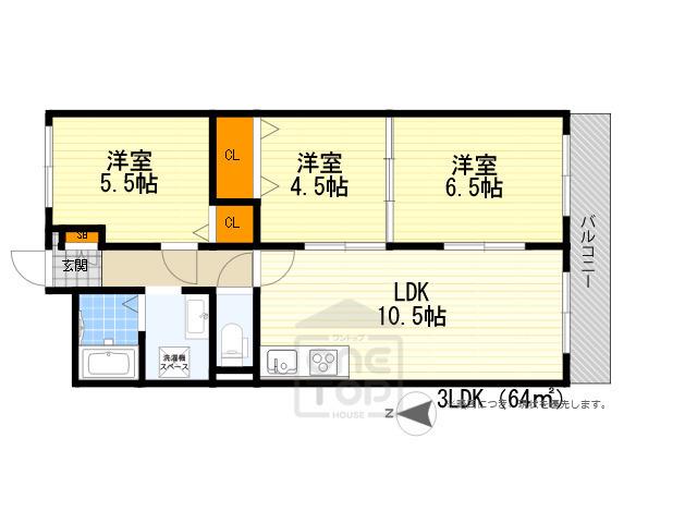 ハイツ三ツ池台(3LDK/2階)の間取り写真