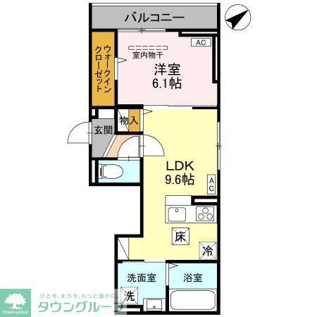 Dアヴァンス東柳田町(1LDK/1階)の間取り写真