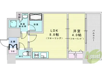 スプランディッド7(1LDK/11階)の間取り写真