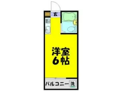 コーポ由利(ワンルーム/2階)の間取り写真