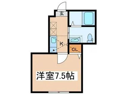 LUNARIS EBINA(1K/2階)の間取り写真