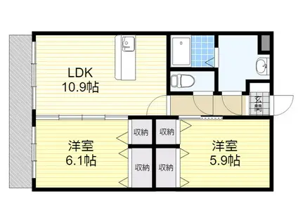 プレジール田尻(2LDK/2階)の間取り写真